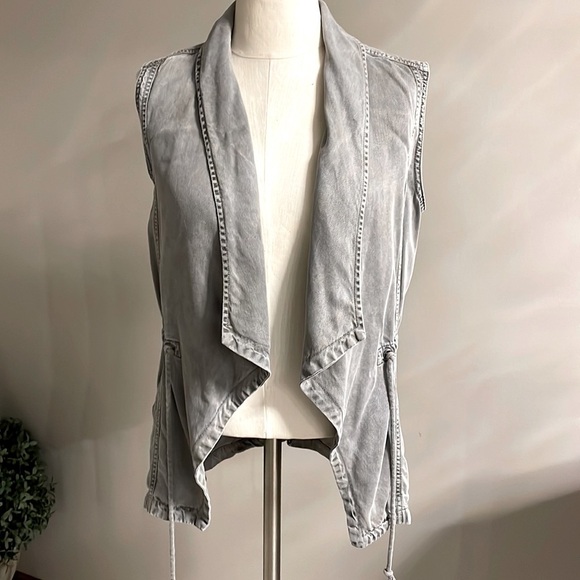 MAX JEANS women’s Drape Open Front Utility soft Vest adj draw string waist XS - Picture 3 of 15